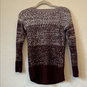 It's Our Time Marled Burgundy and White Crewneck Sweater